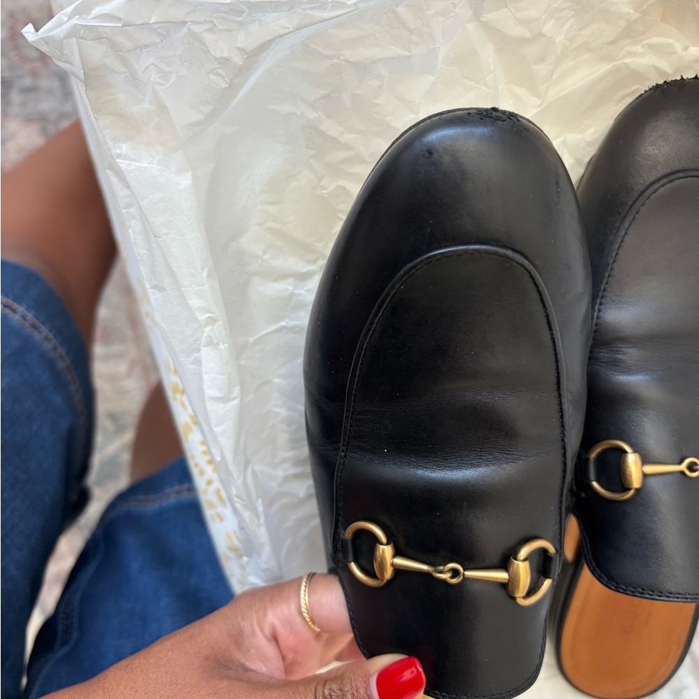 Gucci Black Leather Horsebit Loafers with - Picture 2 of 6
